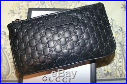 Gucci Black Micro-GG Zip Top KeyChain Case #544248