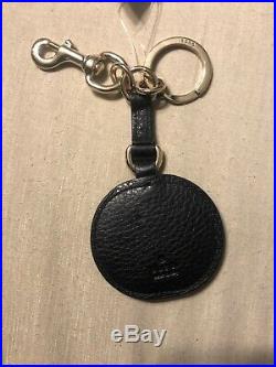 Gucci GG Black Leather Keychain Key Ring Double G NEW