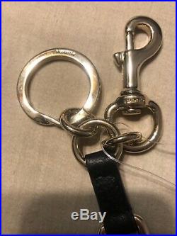 Gucci GG Black Leather Keychain Key Ring Double G NEW
