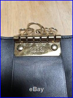 Gucci GG Leather Key Holder Black Gold Hardware With Dustbag And Box