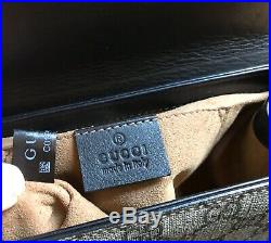 Gucci GG Supreme Padlock Handbag Brown Black Small Chain Key 2 Way Shoulder Bag