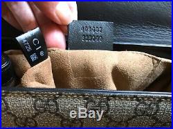 Gucci GG Supreme Padlock Handbag Brown Black Small Chain Key 2 Way Shoulder Bag