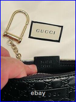 Gucci Key Coin Wallet Authentic Black Micro Guccissima Pattern