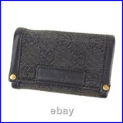 Gucci Key case Key holder GG Black Canvas Leather Woman Authentic Used L2553
