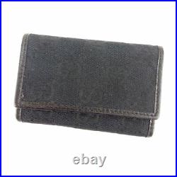 Gucci Key case Key holder GG Black Silver Canvas Leather Woman unisex C3298