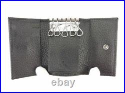 Gucci Key case Key holder GG Black Silver Canvas Leather Woman unisex C3298