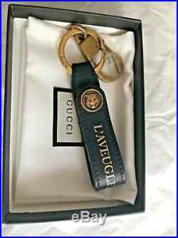 Gucci NWT Small Leather Goods Key chain Black Leather Tiger Accessory Bag Charm