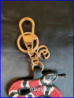 Gucci Red & BlackKing Snake Embroidered Keyring Key Chain Canvas Gold Italy
