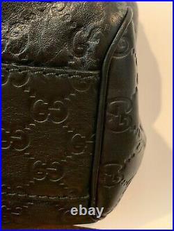 Gucci Sukey Guccisimma Black Leather Medium Satchel Handbag Excellent Condition