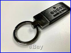Gucci Vintage Logo Rubber Metal Key Chain Black Made In Italy Ring Pouch Box
