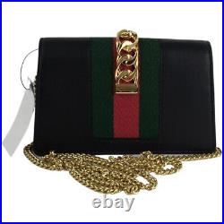 Gucci Women's Black Leather Calfskin Super Mini Sylvie Chain Shoulder Bag