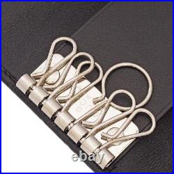 Gucci authentic horsebit 6 rows silver hardware key chain case black leather