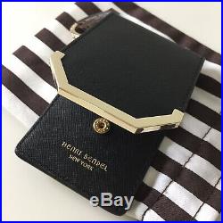 HENRI BENDEL NWT Cards and Keys Holder + Small Dust Bag Black Saffiano Leather