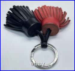 HERMES Keychain Red Black 8 branded