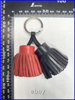 HERMES Keychain Red Black 8 branded