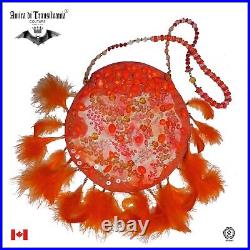 Handbag women bag accessories shoulder griff orange feathers rhinestones sequins