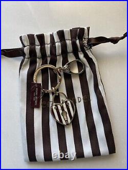 Henri Bendel New York KeyRing Bag Charm Heart Black/Stripes NWT HTF