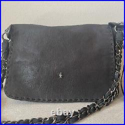 Henry Beguelin black leather bag tote Purse shoulder bag handbag woven flap