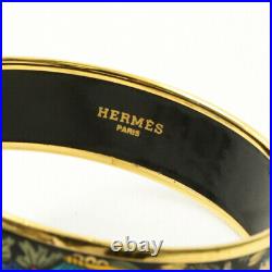 Hermes Email GM Bangle Bracelet Metal Cloisonne Black Gold MultiColor