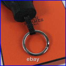 Hermes Key Chain Keyring Carmen Lambskin Razor Charm Noir Black P607 27915