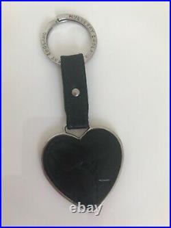 Htf Vintage Mulberry Leather Rare Heart Keyring, Silver Tone Hardware, Vgc