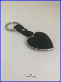 Htf Vintage Mulberry Leather Rare Heart Keyring, Silver Tone Hardware, Vgc