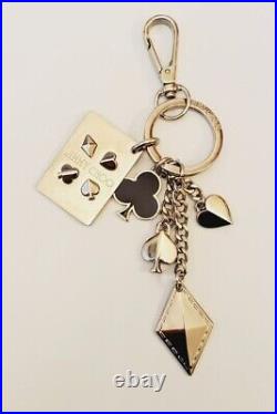 Jimmy Choo Key Chain Bag Charm Silver Queen Of Hearts Poker Themed New
