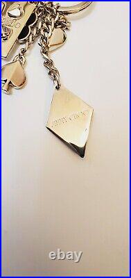 Jimmy Choo Key Chain Bag Charm Silver Queen Of Hearts Poker Themed New