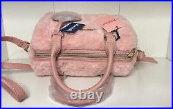Juicy Couture Faux Fur Taffy Fluffy Pale Pink Satchel Bag/ Purse Heart key chain