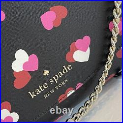 Kate Spade Carson Convertible Chain Crossbody Shoulder Bag Hearts Red Pink Black