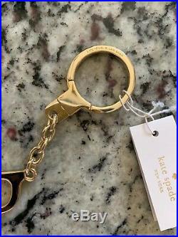 Kate Spade Goreski Glasses Black Yellow Gold Keychain Keyfob Nwt