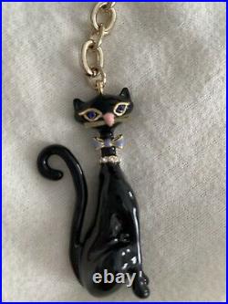 Kate Spade New York Enamel Black Cat Fob Bag Charm Key Chain, Nwt
