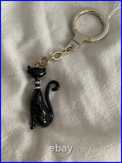 Kate Spade New York Enamel Black Cat Fob Bag Charm Key Chain, Nwt