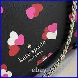 Kate Spade Womens Convertible Chain Crossbody Shoulder Bag Hearts Red Pink Black