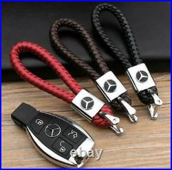 Keychain Key Chain Ring Black Leather For Mercedes-benz