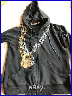 L. A. M. B. Chain hoodie VTG rare black zip jacket L key to me Gwen Stefani HTF