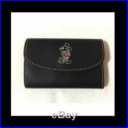 LAST ONECoach 86908 Mickey Black Glove Calf Leather 6Ring Key Case Red Interior