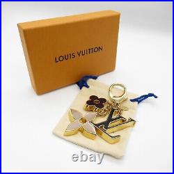 LOUIS VUITTON Bag Charm Fleur De Monogram Key chain M67119 GP Black Beige Used