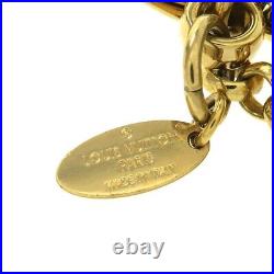 LOUIS VUITTON Bag Charm Fleur de Monogram LV Black Gold Plated Key Chain