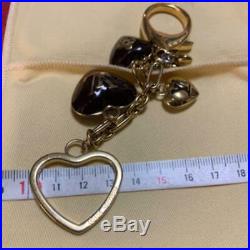 LOUIS VUITTON Bag charm Key chain Key holder AUTH Black Heart Logo LV Kawaii