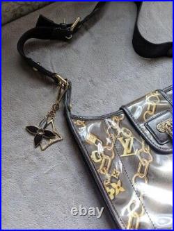 LOUIS VUITTON Bag charm Key chain holder AUTH LV Gold Black Portocre Puzzle F/S