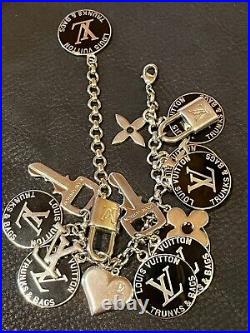 LOUIS VUITTON Bag charm Key chain ring holder AUTH TRUNKS & BAGS COIN Black 254