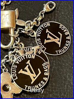 LOUIS VUITTON Bag charm Key chain ring holder AUTH TRUNKS & BAGS COIN Black 254