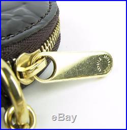 LOUIS VUITTON Black Vernis Heart Coin Purse withCharms D-ring on Chain