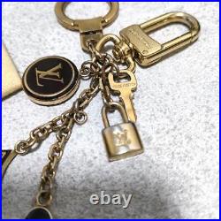 LOUIS VUITTON Key ring chain charm AUTH Porto Cre Pampille Black Withstorage bag