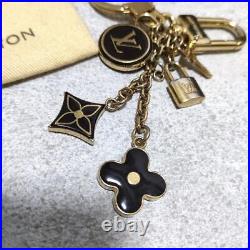 LOUIS VUITTON Key ring chain charm AUTH Porto Cre Pampille Black Withstorage bag