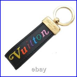 LOUIS VUITTON Key ring holder Chain M63746 leather Black Multicolor Used LV