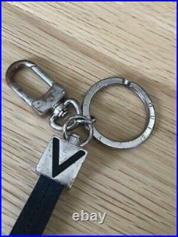 LOUIS VUITTON Key ring key chain V Dragonne silver black accessory M61004 #4721Q