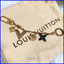 LOUIS VUITTON M67379 Bag Charm Metal Gold Key Ring Holder Charm Chain Kaleido V