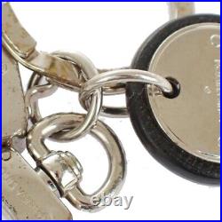 LOUIS VUITTON Neo LV Club Bag Charm Key Chain Ring Silver Leather M67242 04YB551